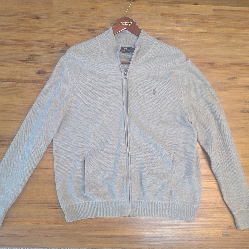 Polo by Ralph Lauren Gray Men's Full Zip Pima Cotton Sweater
